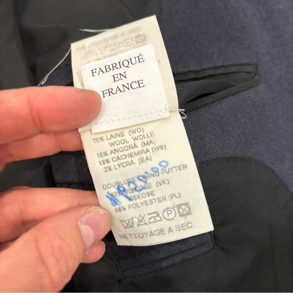 Bruno Saint Hilaire Vintage Mens Cashmere Navy Jacket Sport Coat France sz 52R - Picture 12 of 14